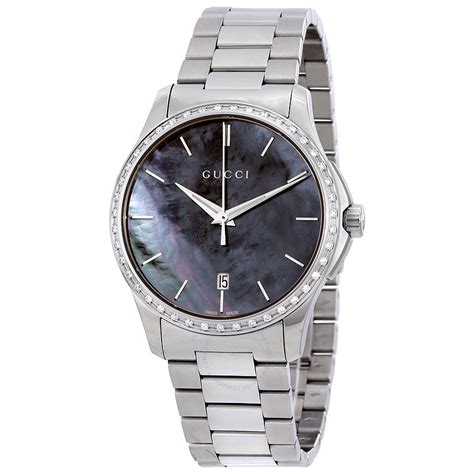 silver women gucci watch|Gucci watch ladies diamond.